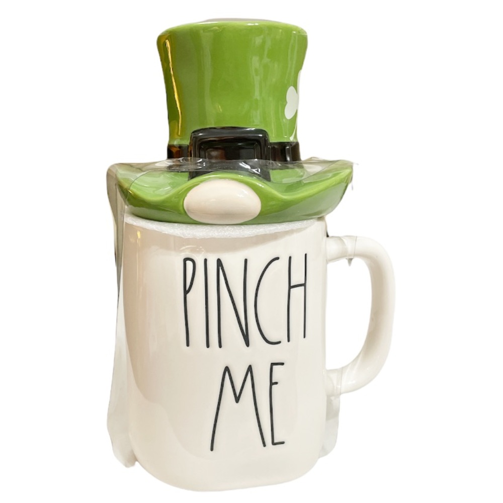 NEW Rae Dunn PINCH ME Mug With Gnome Hat Topper 🎩 ☘️☘️